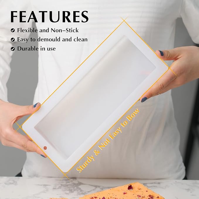 Nicole Soap Molds 10 inch Silicone Loaf Mold Flexible Rectangular Soap Silicone Loaf Mold