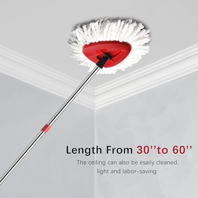 4-Section Spin Mop Replacement Handle- 2.5-5 Foot Mop Replacement Stick Only Compatible with Ocedar Mop Handle EasyWring (Mops Head & Base Not Included)