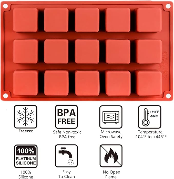 Silicone Mousse Cake Molds (2 Pack) Candy Molds, Mini Petit for Cups, Baking Cakes for Cube Chocolate Truffle Cookie Cake