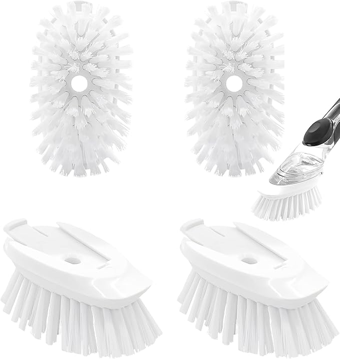 Dish Brush Refill, 4 Pack Dish Brush Replacement Head for OXO Dish Brush, Brush Dispenser Refill Fits Soap Dispensing Handle