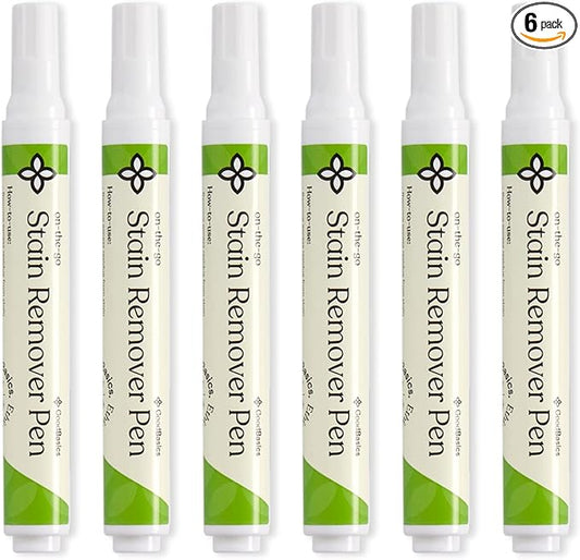 Good Basics All-Natural Stain Remover Pen for Clothing and Fabric - Eco-friendly, Probiotic Formula, Non-Toxic Scrubbing Stick for Baby & Kids Messes, Travel, Work (10 ml, 6 Pack)