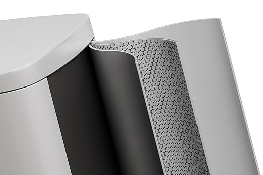 Garvee 13 Gallon / 50 Liter Metal Kitchen Trash Can with Lid, Large Rustproof Garbage Can for Kitchen, Step-on Trash Bin with Inner Bucket, Rear Handle, Soft Close Lid, White