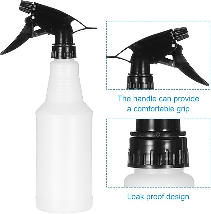 PATIKIL 500ml/16oz Plastic Spray Bottles, 12pcs Adjustable Nozzle Leak Proof Empty Water Mist Stream Sprayer for Cleaning Solutions Plants Hair, Black