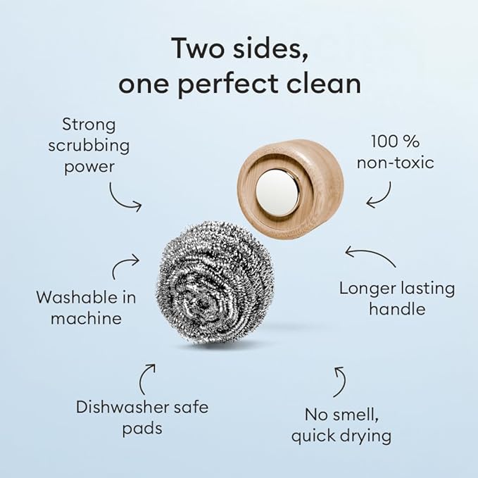 Vove Stainless Steel Scouring Pads, 6-Pack Heavy-Duty Metal Scrubbers for Cast Iron, Pots, Pans, Griddles, Grills, Stovetops, Sinks, Tough Grime Removers, FSC-Certified Packaging