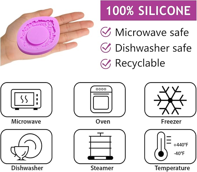 Vintage Frame Silicone Molds Baroque Photo Frame Chocolate Fondant Molds Decorative Oval and Rectangle Shapes, 4-Piece Set, Purple, for Cake Decorating Cupcake Topper Gum Paste Candy Polymer Clay