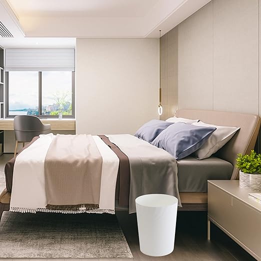 UUJOLY Plastic Small Trash Can Wastebasket, Garbage Container Basket for Bathrooms, Laundry Room, Kitchens, Offices, Kids Rooms, Dorms, (White, 1.8 Gallon)