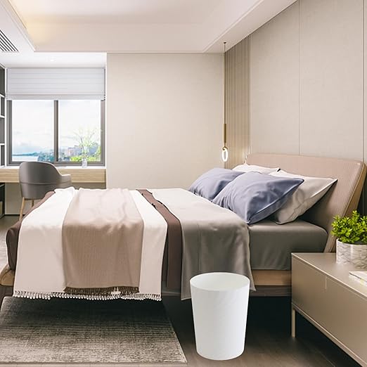 UUJOLY Plastic Small Trash Can Wastebasket, Garbage Container Basket for Bathrooms, Laundry Room, Kitchens, Offices, Kids Rooms, Dorms, (White, 1.8 Gallon/2 Pack)