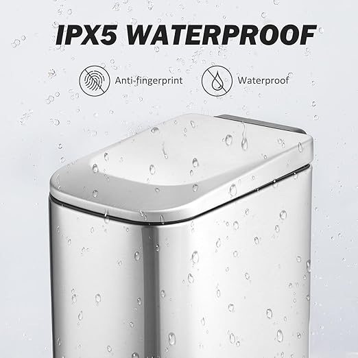 ELPHECO Small Bathroom Trash Can with Lid Soft Close 1.8 Gallon / 6.8 Liter Stainless Steel Garbage Can Slim Step Wastebasket for Bathroom, Office, Bedroom, Silver