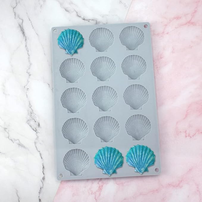 mostsom Silicone Sea Shell Mold Baking Mould Ice Cube Tray Shell Shape Silicone Mold for Chocolate, Soap, Candle, Fondant Birthday Cake Decoration and Jelly (Sea Shell J)