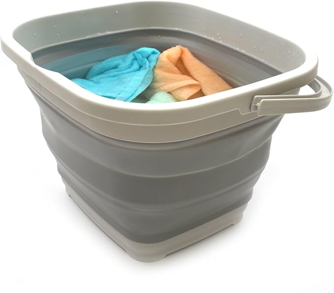 SAMMART 11L (2.9 Gallon) Collapsible Rectangular Handy Bucket/Tub(1, Grey)
