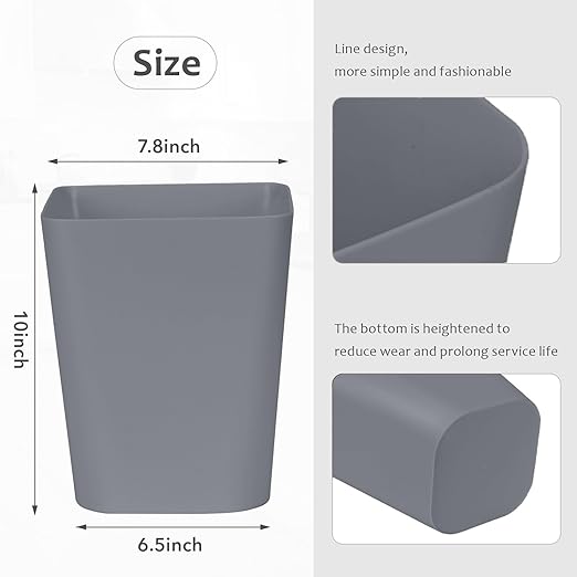 ZXJ Small Trash Can - Waste Basketbin - 1.8 Gallon -Grey - Bathrooms, Laundry Room, Kitchens, Offices