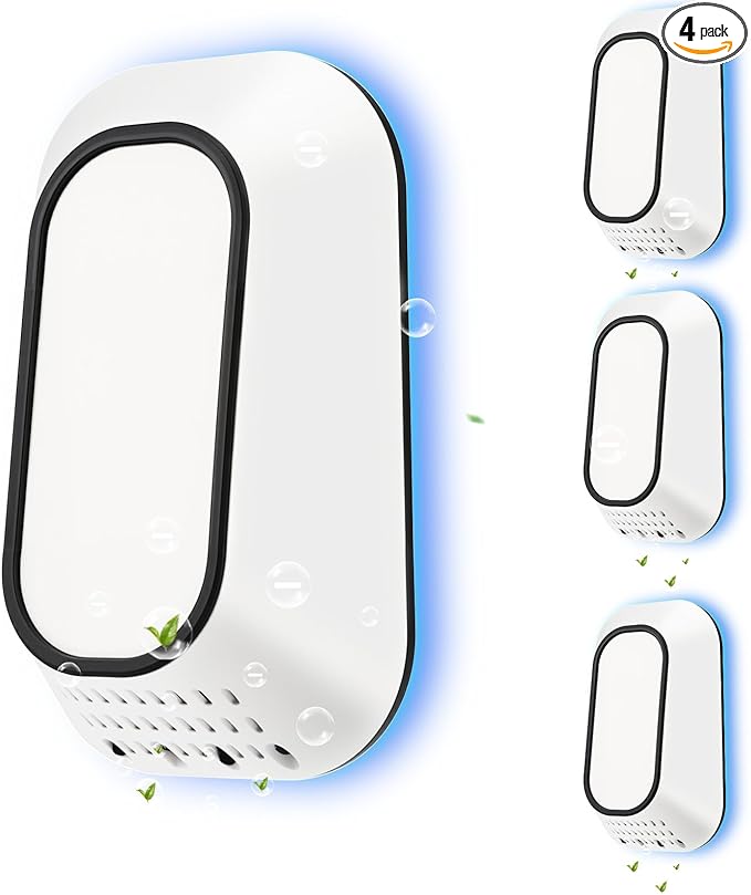 Plug In Ionizer Air Purifier With 4 Negative Ion Output Heads,Small Air Freshener With Backlight,Quiet and Energy-Saving, Ideal Air Cleaners for Home,Bedroom,Office,Living Room and Pet Room(4)