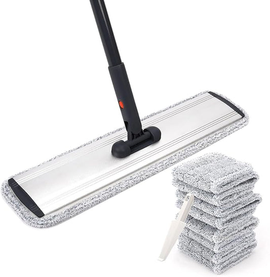 Microfiber Mop 18 in Large Flat Mops for Floor Cleaning with 4 Premium Pads Hardwood for Cleaning Wet Mop