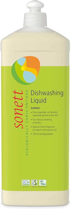 Sonett Organic Dishwashing Liquid Organic 100% Biodegradable Lemon, 34 Fl.Oz (Pack of 6) Certified Organically GrownCer