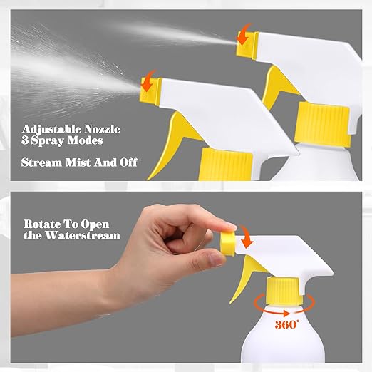 Tanlade 30 Pcs Plastic Spray Bottles 16 oz Leak Proof Squirt Bottle Refillable Empty Spray Water Mist Sprayer with Nozzles for Hair Essential Oil Cleaning Solutions Plants Pets (Yellow)