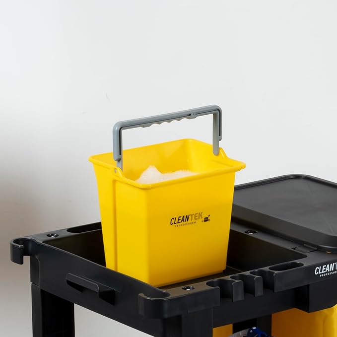 Restaurantware-Clean Tek Professional 6 Quart Cleaning Bucket, 1 Utility Pail with Handle - Heavy-Duty, Portable, Yellow Plastic Washing Pail, Perfect for Household, Outdoor, Car Wash and More