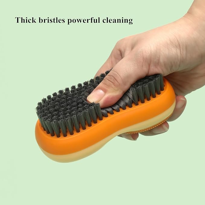 Two-Sided Laundry Stain Remover Brush, Soft Bristle for Scrubbing Out Tough Stains on Wool Cashmere Delicate Fabrics Knits Cotton Leather, Easy to Grip Hand Washing Clothes Brushes (White)