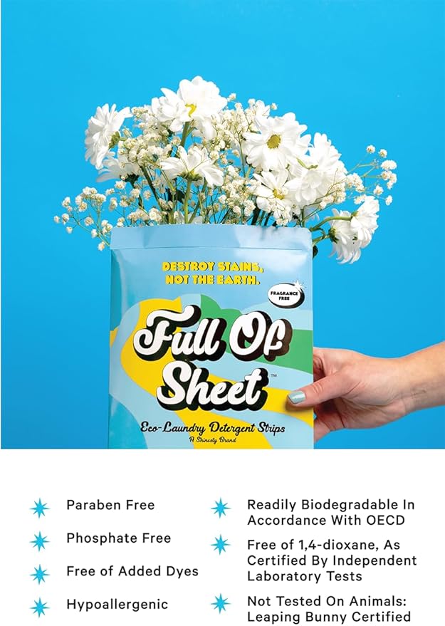 Shinesty Full of Sheet Eco-Laundry Detergent Strips | Hypoallergenic & Plastic Free Laundry Strips (30 Sheets) Unscented