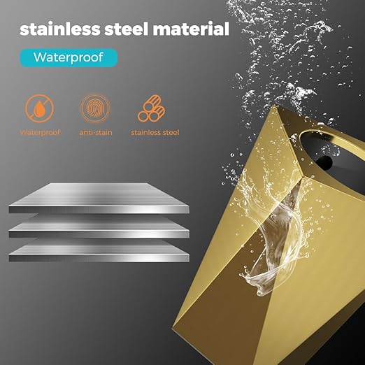 2.64 Gallon Metal Trash Can, Creative Diamond-Shaped Garbage Can, Simple High-Grade Waste Basket, for Home Bathroom Office. (10L Gold Diamond)