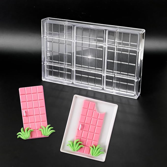 TUKE Chocolate Bar Hard Polycarbonate Chocolate Mold 3 Cavity PC Candy Mould for Easter, Halloween, Christmas - Food-Grade, Durable, Non-Stick, Easy Release (A_ Rectangle)
