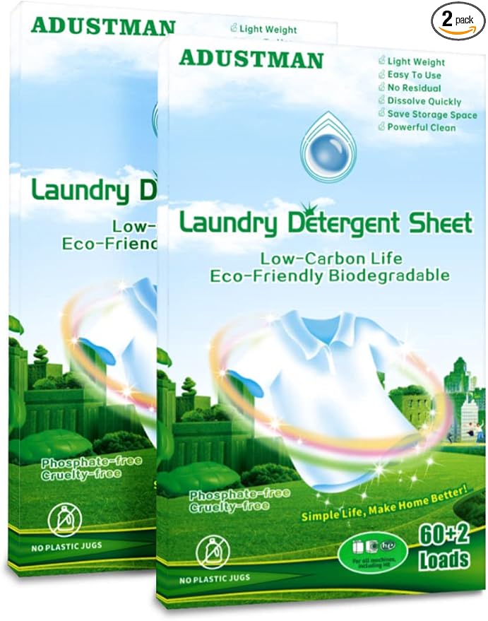 Laundry Detergent Sheets (Strips) 124 Loads 2 Pack Fresh Breeze Liquid-Less Technology