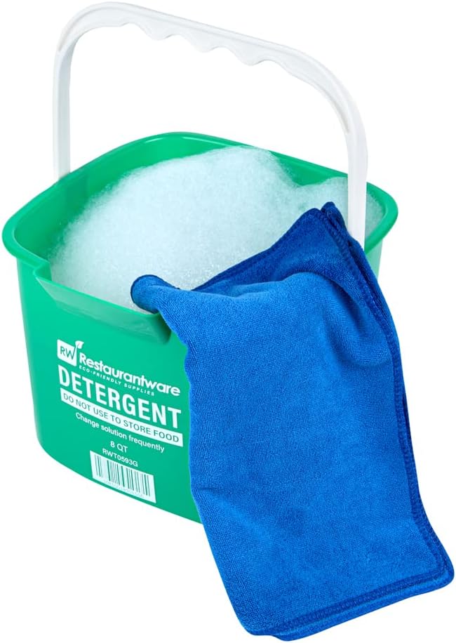 Restaurantware-RW Clean 8 Quart Cleaning Bucket, 1 Detergent Square Bucket - With Measurements, Built-In Spout And Handle, Green Plastic Utility Bucket, For Home Or Commercial Use,
