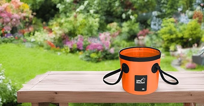 BANCHELLE Collapsible Bucket Water Container Portable Folding Camp Wash Basin for Outdoor Traveling Hiking Fishing Car Washing Gardening Camping (Orange, 12L)