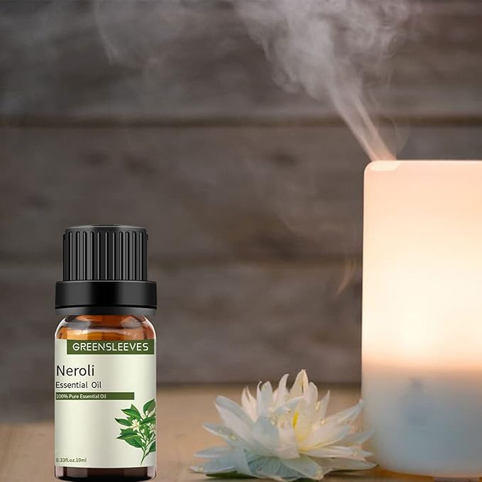 GREENSLEEVES Neroli Essential Oil, 10ml Pure Plant-Based Fragrance Oil for Aromatherapy, Essential Oils for Diffuser, Air Freshener, Massage, Bath Bomb, Scented Candle Soap Making