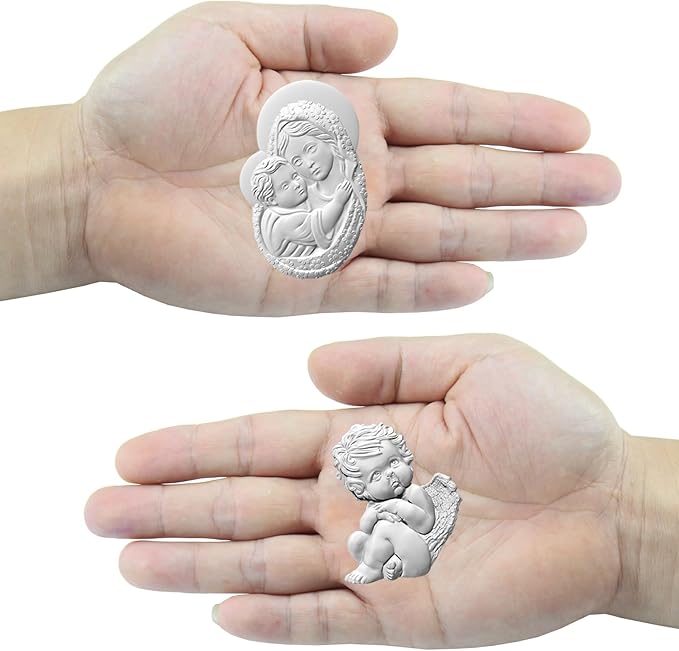 Art Molds for Polyclay Air Dry Clay Plaster, Carved Holy Family Mother and Cherub
