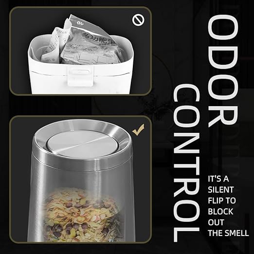 8L/2.1GAL Brass Garbage can，Brushed Nickel Bathroom Trash can with Lid,Stainless Steel,Samll Wasebasket for Bathroom,Powder Room,Bedroom,Laundry Room (silver-32-8l)