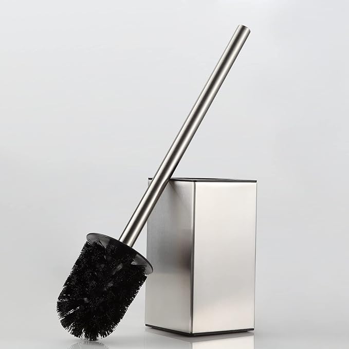 BGL Toilet Brush Holder Stainless Steel 304 Standing Brushed Nickel Square Toilet Bowl Brush for Bathroom Storage and Organization
