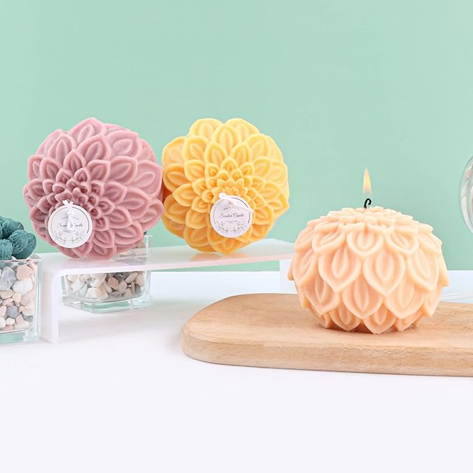 Nasturtium Ball Candle Silicone Mold Lotus Petal Flower Soap Mold for Fondant,Chocolate,Candy, Bath Bomb,Epoxy Resin,Plaster, Polymer Clay