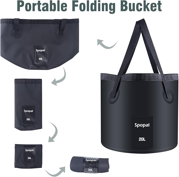 Collapsible Bucket with Handle 20L, Multifunctional Folding Water Container for Camping, Hiking, Traveling, Fishing, Laundry, Gardening, Waterproof, Durable, Lightweight