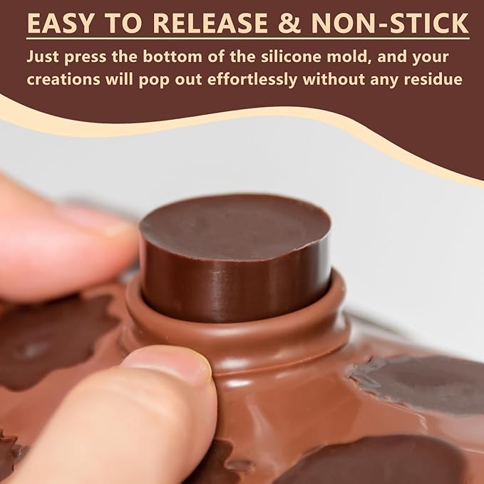 6 Pcs Silicone Chocolate Mold Set - Food-Grade Non-Stick Candy Molds Cookery Moulds for Chocolate, Candy, Jello, Soap & Crayon - Classic Shapes