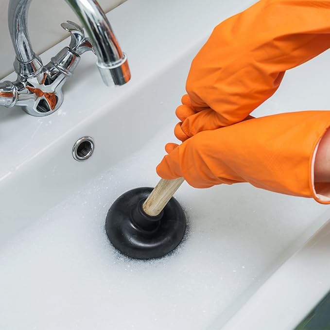 3 Pairs Rubber Cleaning Gloves Latex Free Dishwashing Gloves - 13" Reusable Nitrile Gloves Small, Orange+Pink+Red