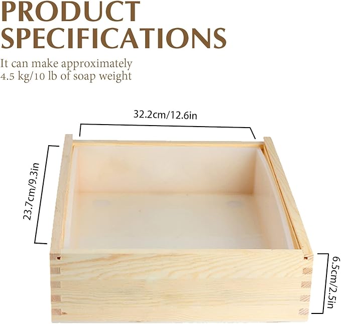 Nicole Large Soap Molds Rectangle Silicone Liner for 18 Bar Mold with Wooden Box and Lid DIY Handmade Soap Making Tools