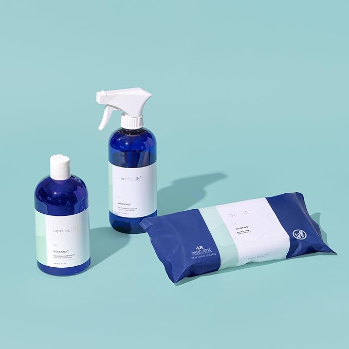 Capri Blue Volcano Multi Surface Wipes - Multi-Purpose Cleaning Wipes with Grapefruit & Tangerine Essential Oils - Safe for Countertops, Walls, and More - Non-toxic, Vegan & Cruelty Free (48 count)