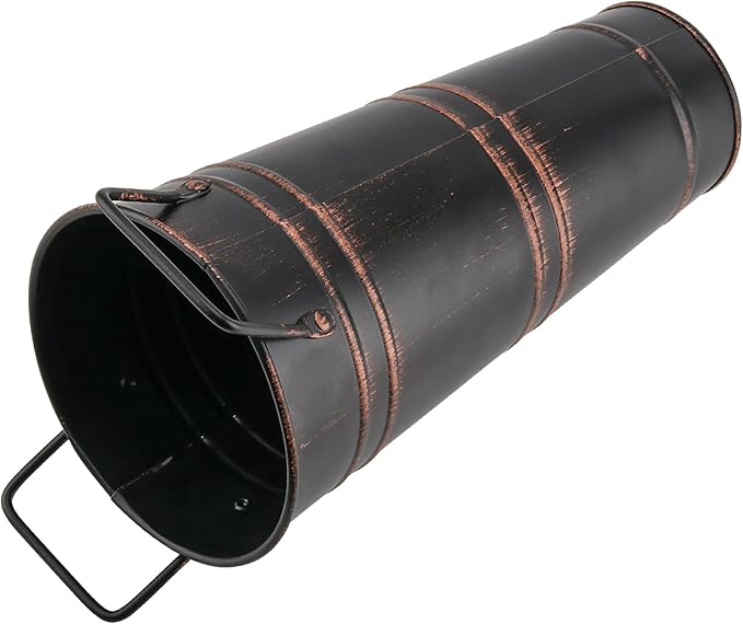 8 Pack 9 Inch Tall Galvanized Flower Bucket, Black Farmhouse French Flower Bucket with Handle, Small Rustic Buckets Vintage Metal Vases for Flower, Centerpieces, Floral Wedding Arrangements