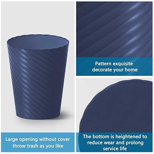 Bathroom Trash Can, 3 Pack 1.8 Gallons Small Trash Can with Trash Bags, Bathroom Garbage Can, Plastic Trash Bin, Round Waste Basket for Bedroom, Office, Room (White Blue Grey)