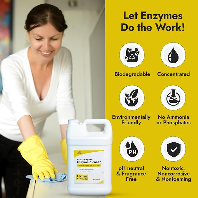 NORTHWEST ENTERPRISES Multi-Purpose Enzyme Cleaner - Household and Commercial Enzyme Cleaner, Fresh Lemon Scent (1 Gallon)