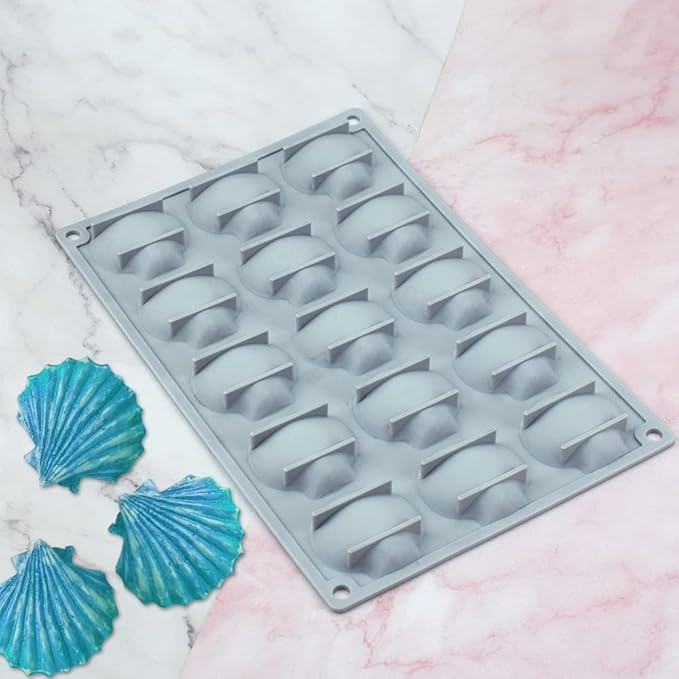 mostsom Silicone Sea Shell Mold Baking Mould Ice Cube Tray Shell Shape Silicone Mold for Chocolate, Soap, Candle, Fondant Birthday Cake Decoration and Jelly (Sea Shell J)
