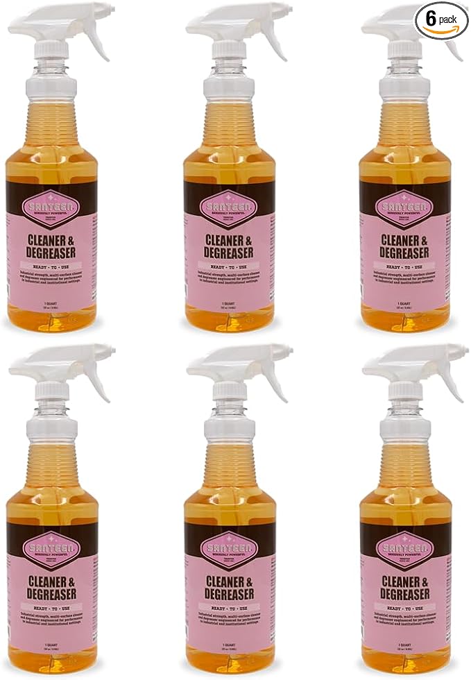 Santeen Cleaner & Degreaser, Industrial Strength, Ready-to-Use, 6-Pack, 32oz (Quart), Professional Formula