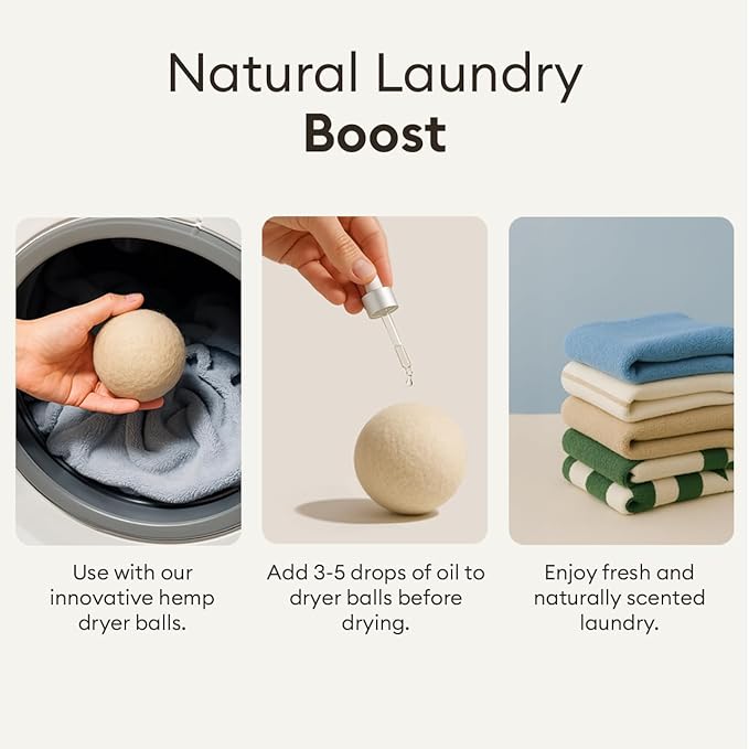 Vove Natural Hemp Dryer Balls - 4 Pack, 5X More Absorbent Than Wool - Cuts Drying Time up to 35%, Natural Fabric Softener, Reduces Wrinkles and Static, Reusable, Hypoallergenic, Eco Friendly