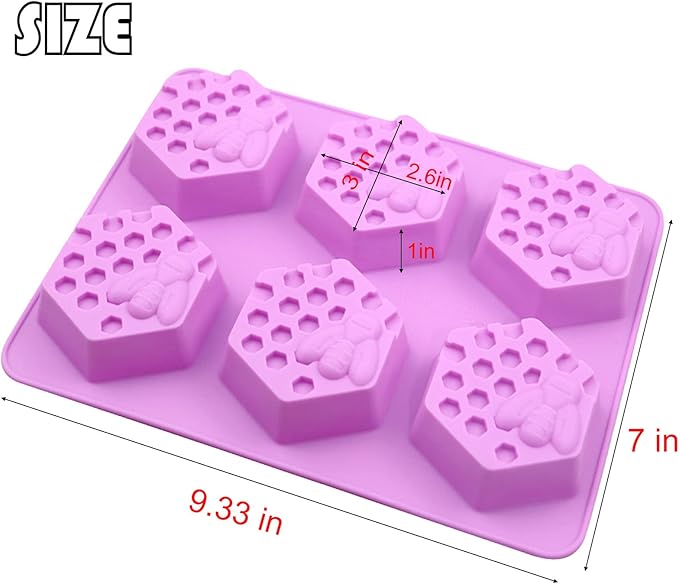 3 Pcs Honeycomb Soap Molds-Honeybee Silicone Molds for Soap,3D Bee Soap Molds for Homemade Soap Bath Bombs Shower Steamer Lotion Bars Chocolate Candy