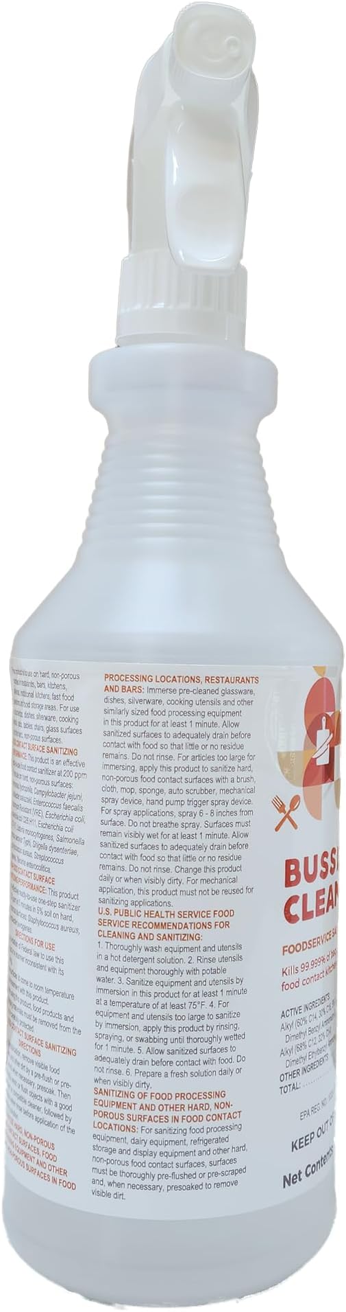 BussitClean Food Surface Sanitizer & Cleaner, 1 Quart (Case of 12), Kills 99.9% of Kitchen Bacteria