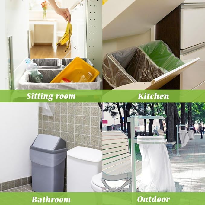 6 Gallon 330 Counts Strong Trash Bags Garbage Bags by Teivio, Bathroom Trash Can Bin Liners, Plastic Bags for home office kitchen, Clear