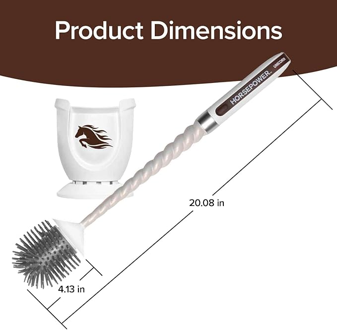 Horsepower Unicorn, AS-SEEN-ON-TV, Motorized Toilet Brush, Powerful Spinning Action, 360 Degree Cleaning Power, Flexible Silicone Bristles, Eliminate Stains & Residue, No Scrubbing, Rechargeable