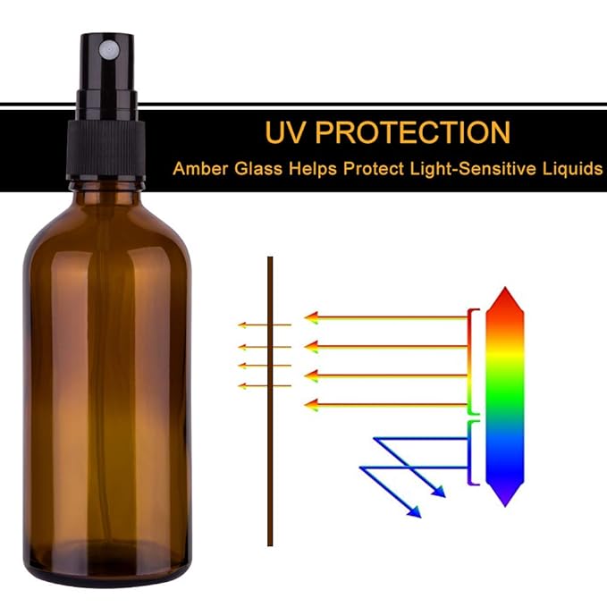 Amber Glass Spray Bottles, 4 oz Small Spray Bottles Fine Mist, Set of 4 (Amber)