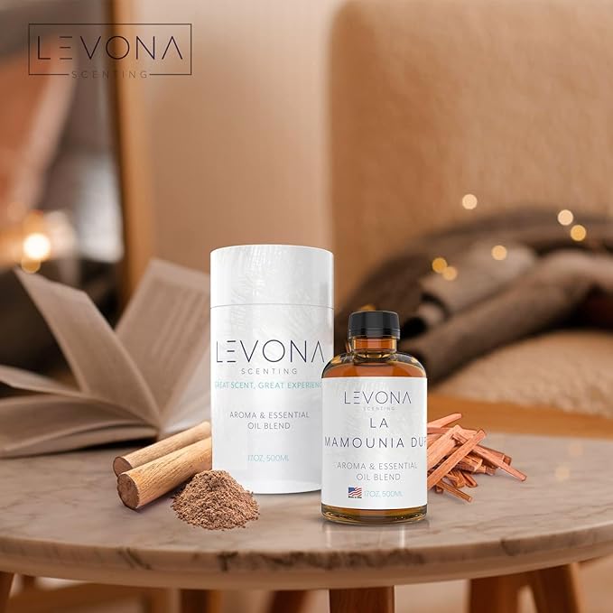Levona Scent Essential Oil - Fresh Aroma for Home, Office, Hotel & Spa, Perfect in Humidifiers and Diffusers, Luxury Fragrance, with Citrus, Rosewood, Amber Notes - 500ml/ 17 fl oz, La Mamounia Dup