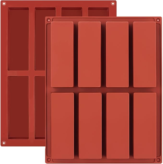 JOERSH 2pcs Granola Bar Mold Rectangle Silicone Candy Bar Mold Deep for Baking Chocolate Energy Bars/Protein/Nutrition/Cereal Bars/8-Cavity Butter Mould